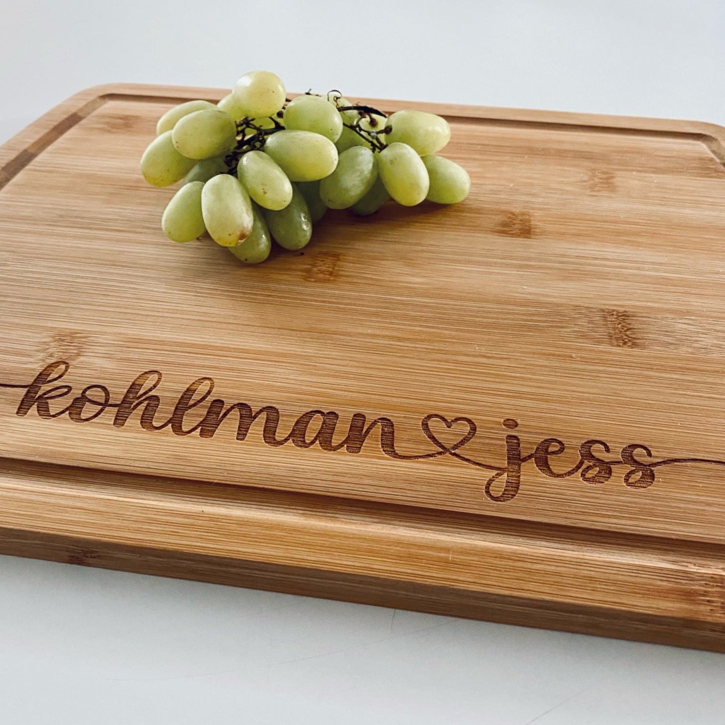 Cutting board with names and heart simple
