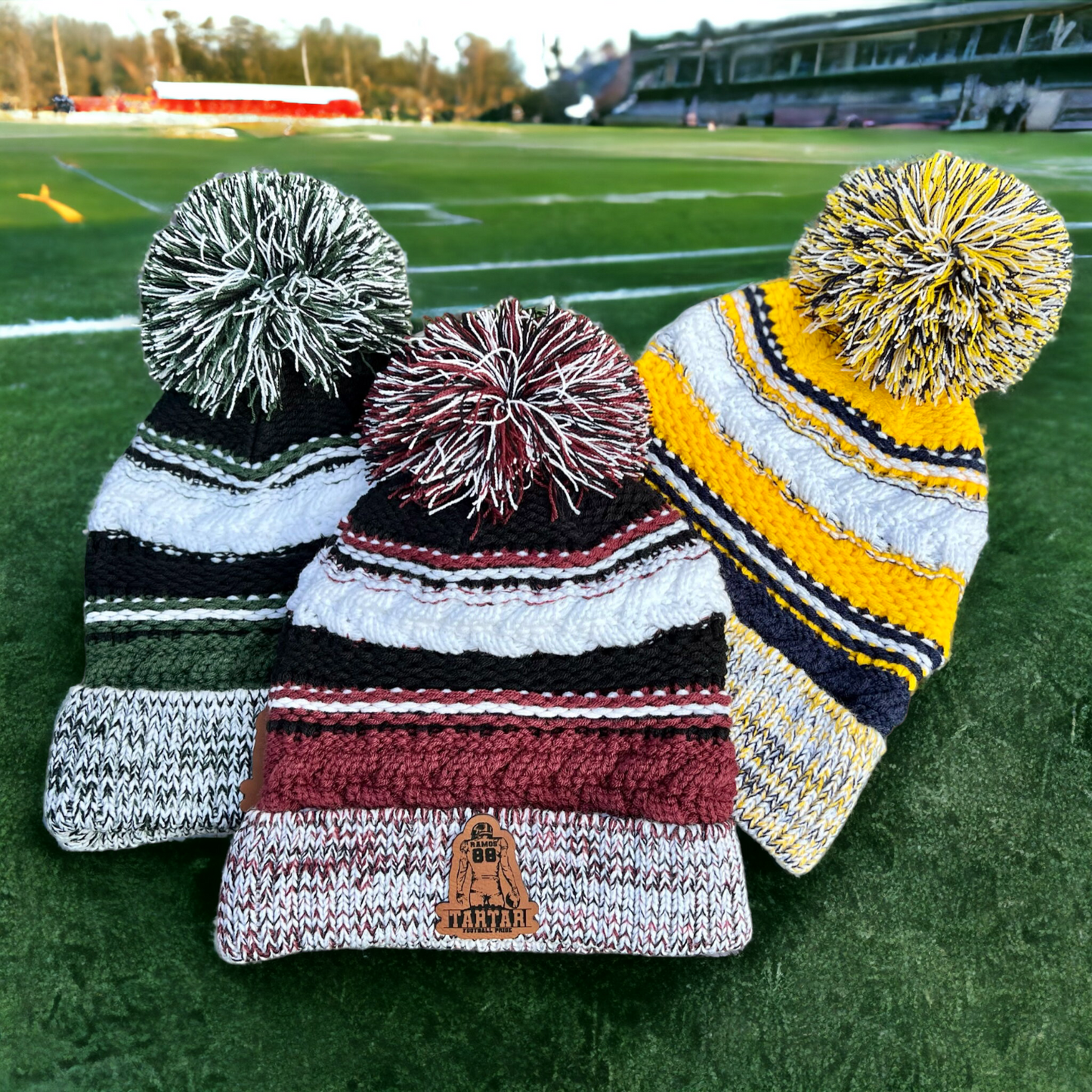 Football Sports Pom Pom Beanie