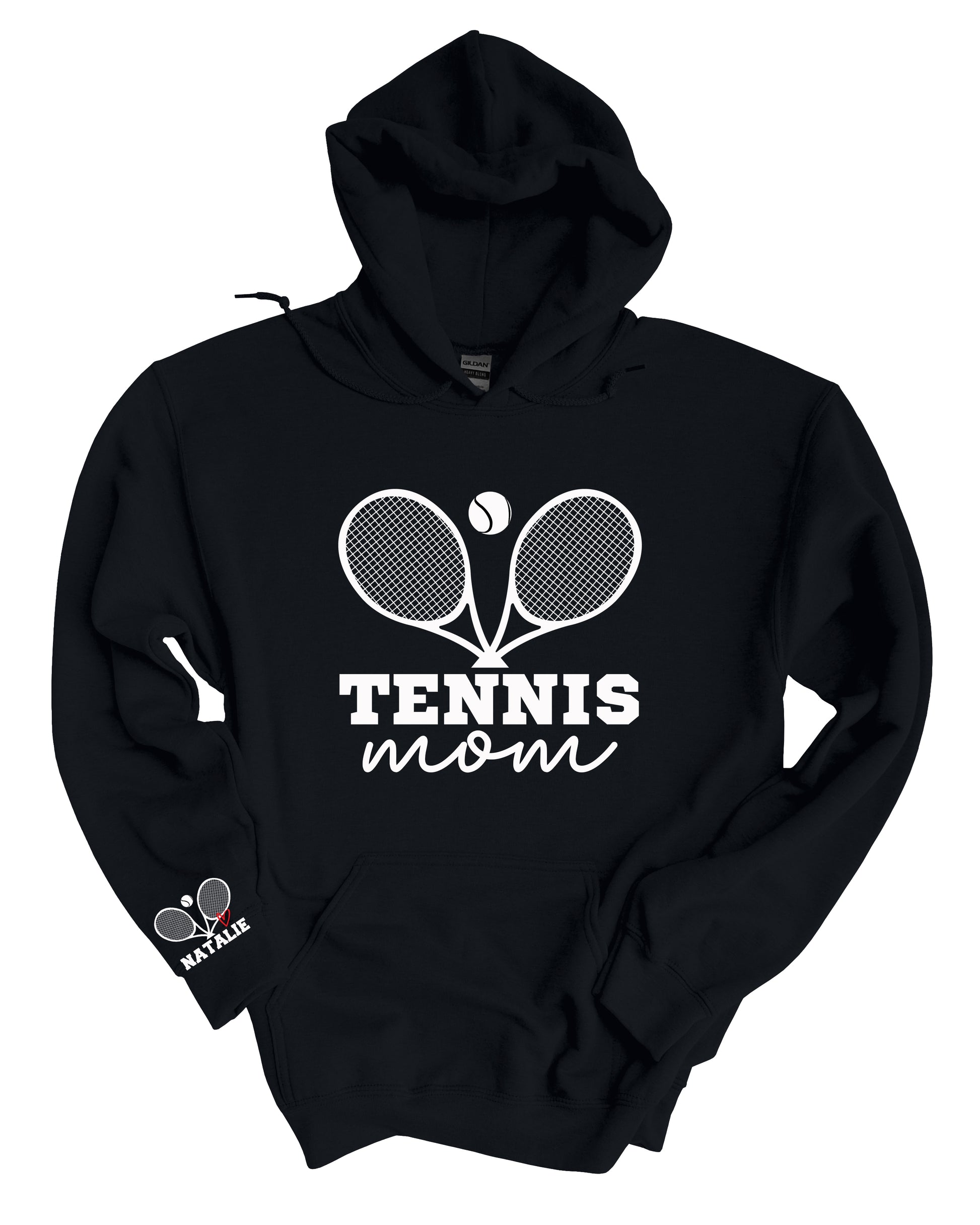 Tennis Mom Name on Sleeve Sweatshirt, T-Shirt, or Hoodie