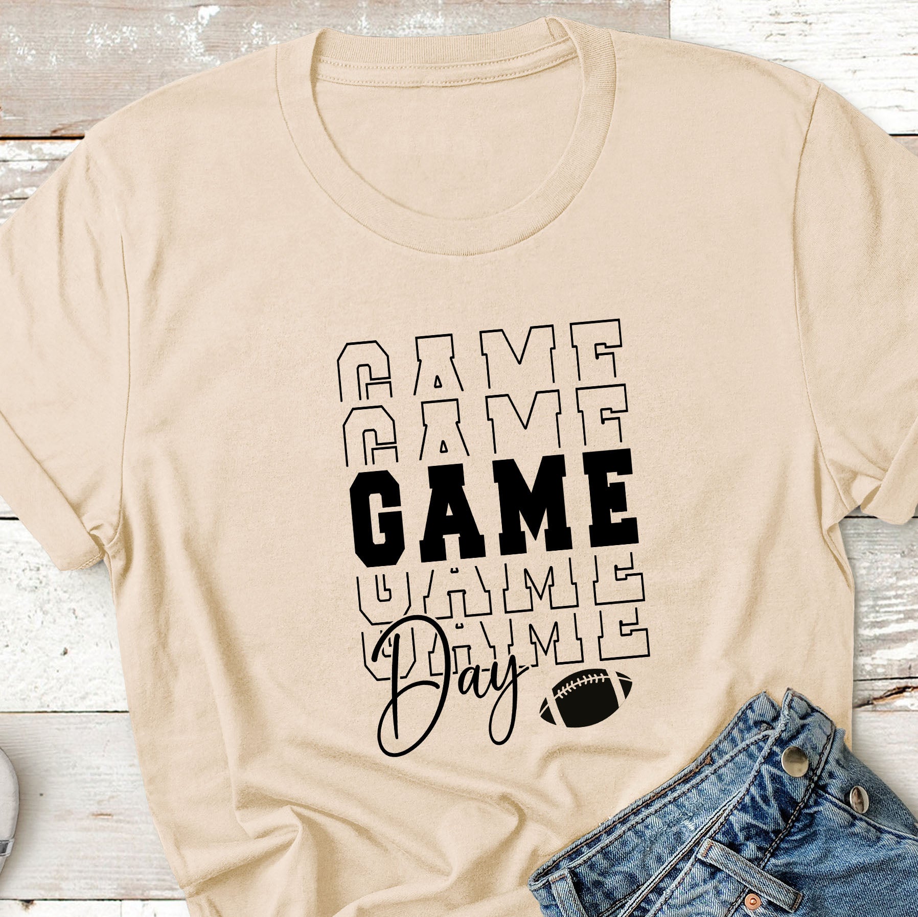 Football Game Day Stacked T-shirt, Sweatshirt, or Hoodie