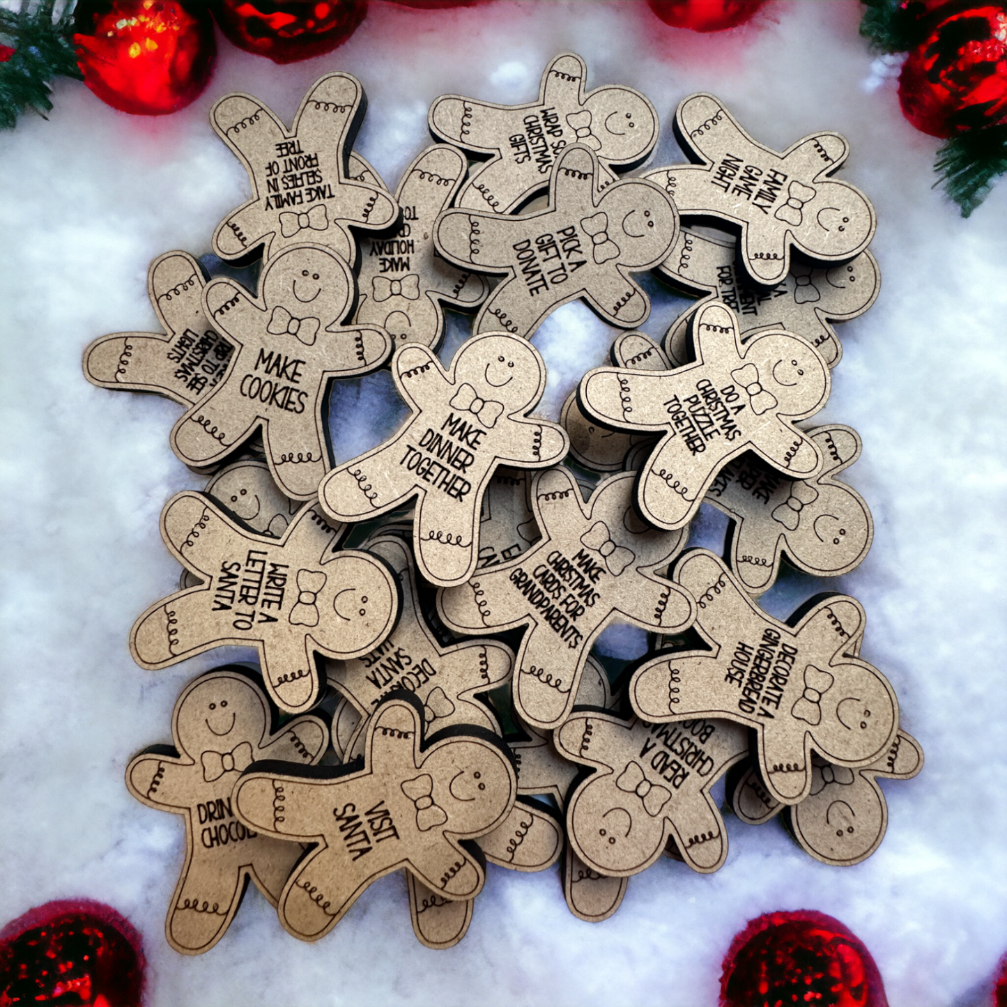 Custom gingerbread men to use for Christmas Advent calendar, Christmas Countdown, or Family Activites