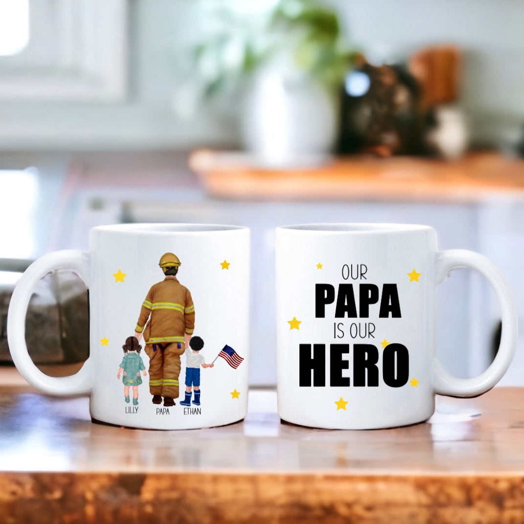 custom fireman hero mug military