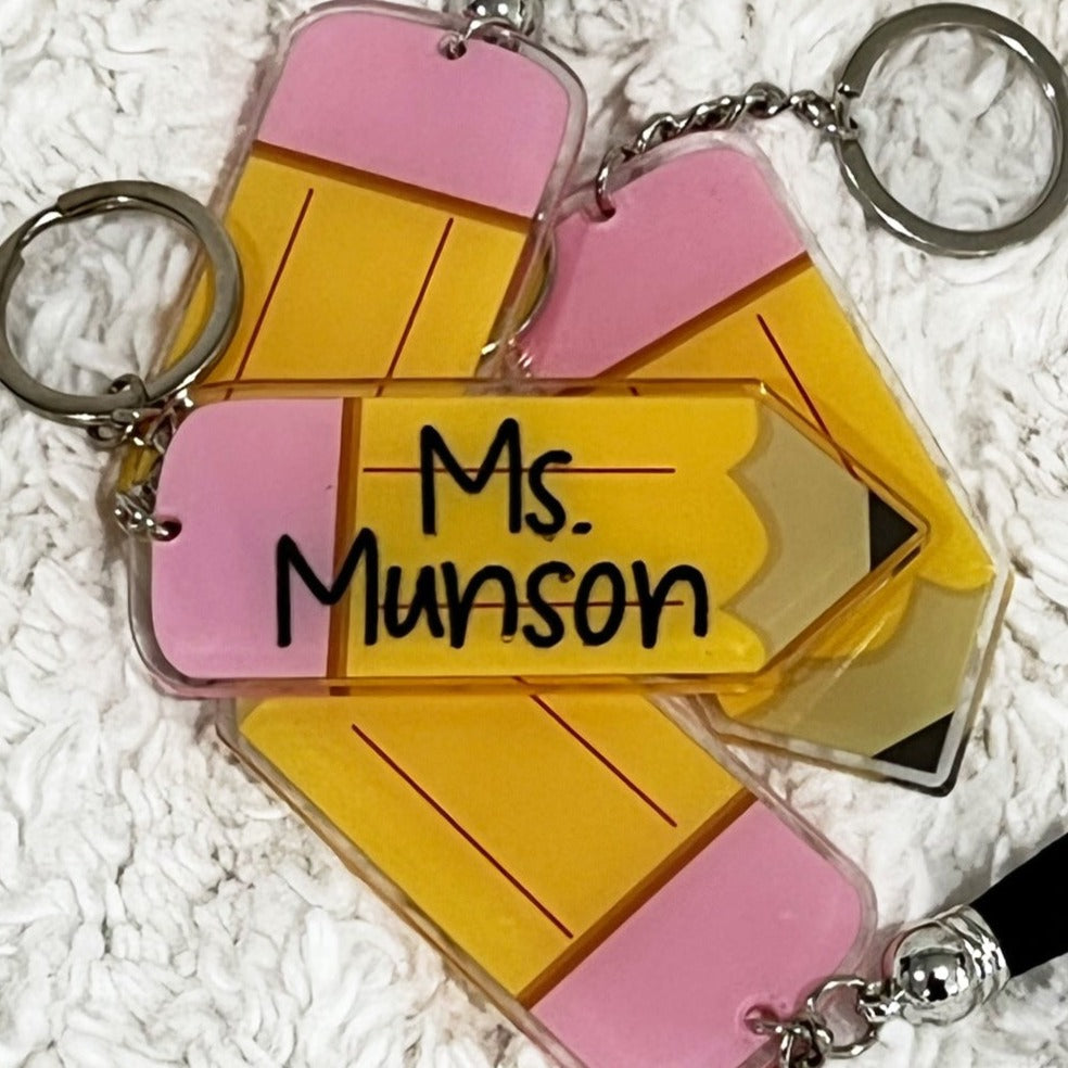 Clear Pencil Teacher Key Chains