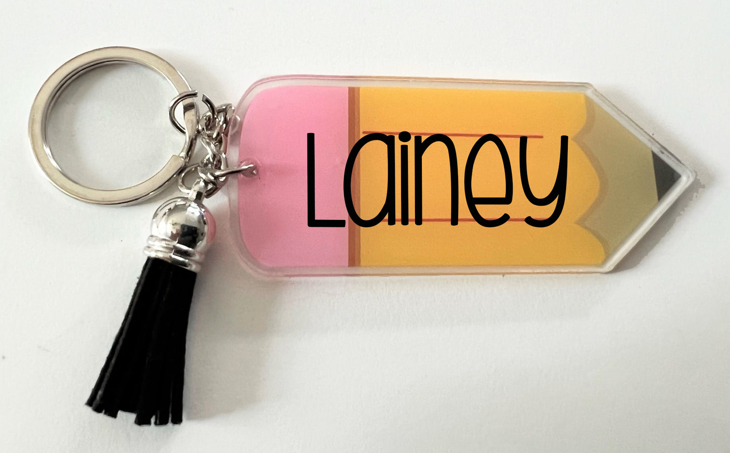 Clear Pencil Teacher Key Chains