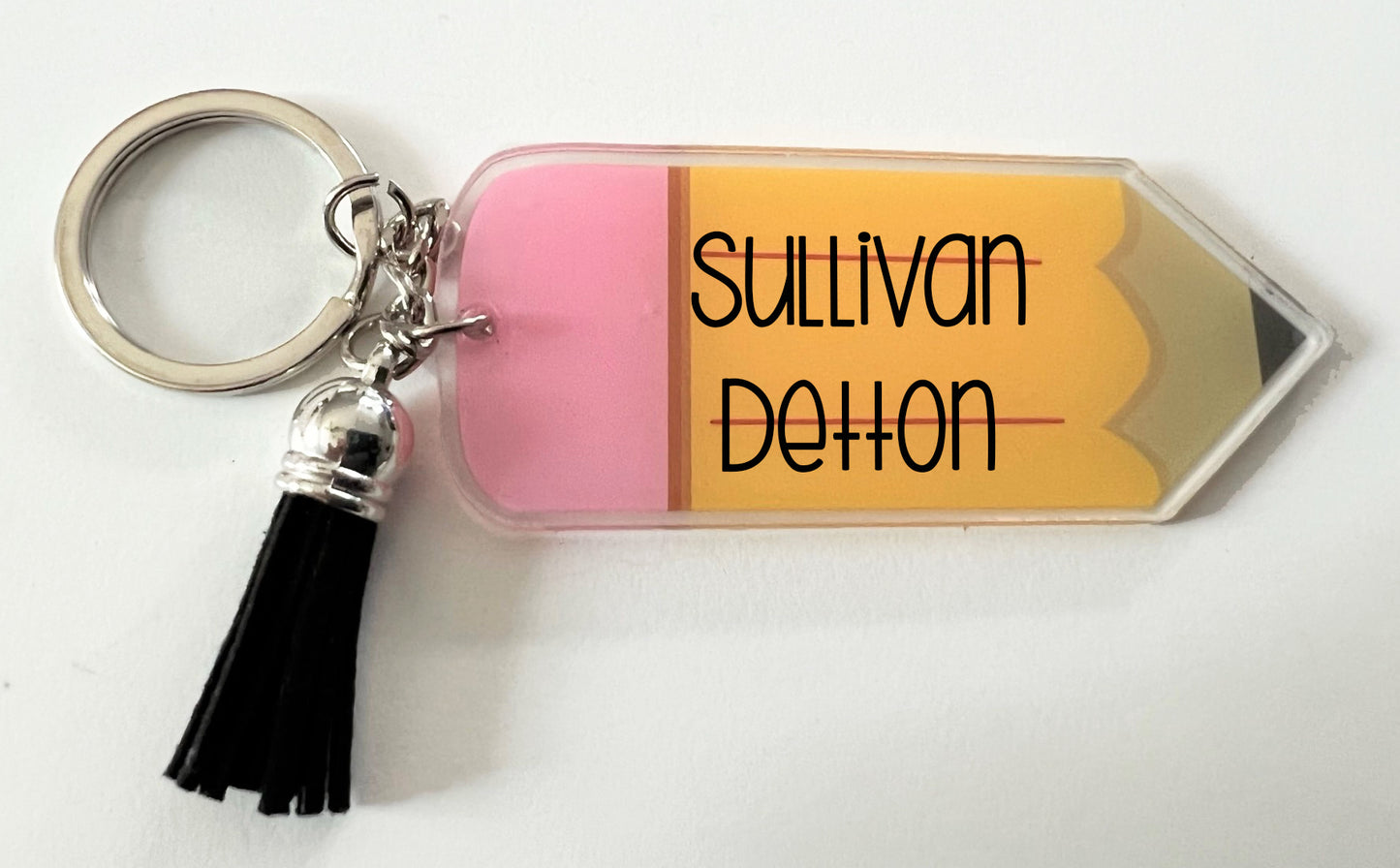 Clear Pencil Teacher Key Chains