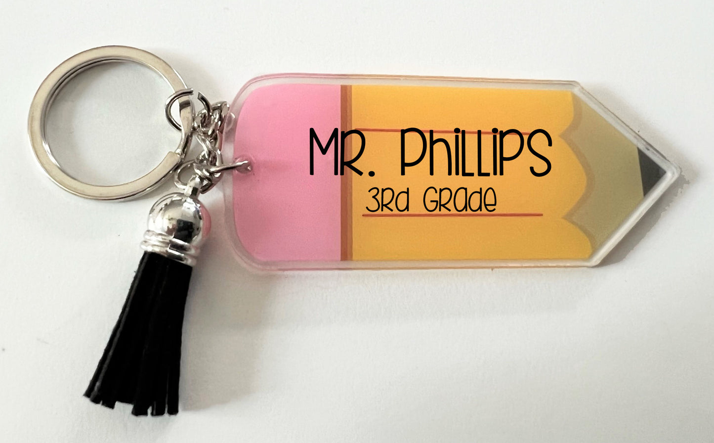 Clear Pencil Teacher Key Chains