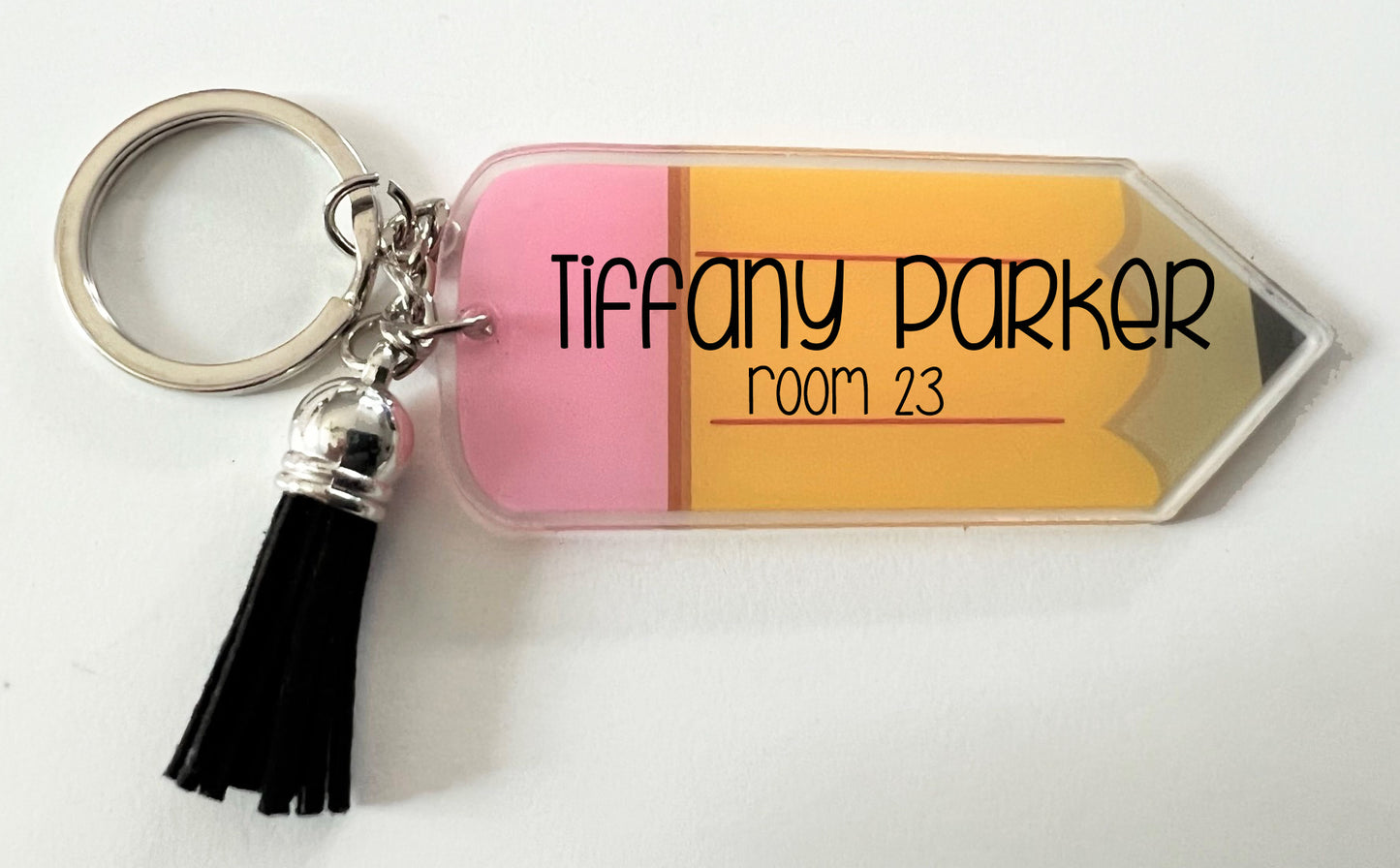 Clear Pencil Teacher Key Chains