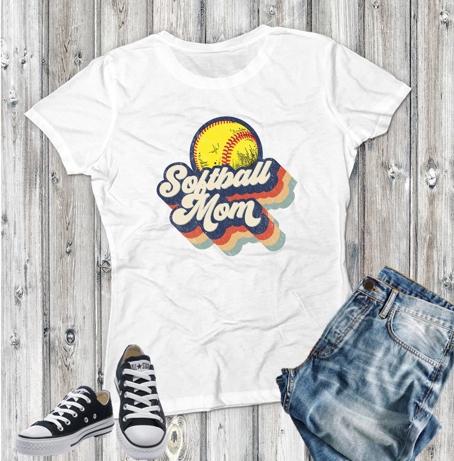 Retro Softball Mom Tee