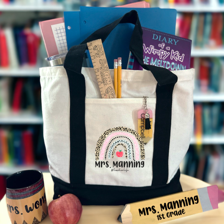 custom teacher tote bag