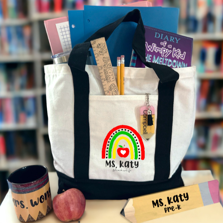 custom teacher tote bag